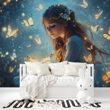 Fantasy princess wallpaper transforming a playroom with magical butterfly design