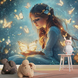 Magical princess wallpaper bringing enchantment to a child's study area