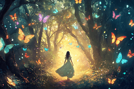Enchanted forest with butterflies design file showing intricate pattern details and vibrant colors