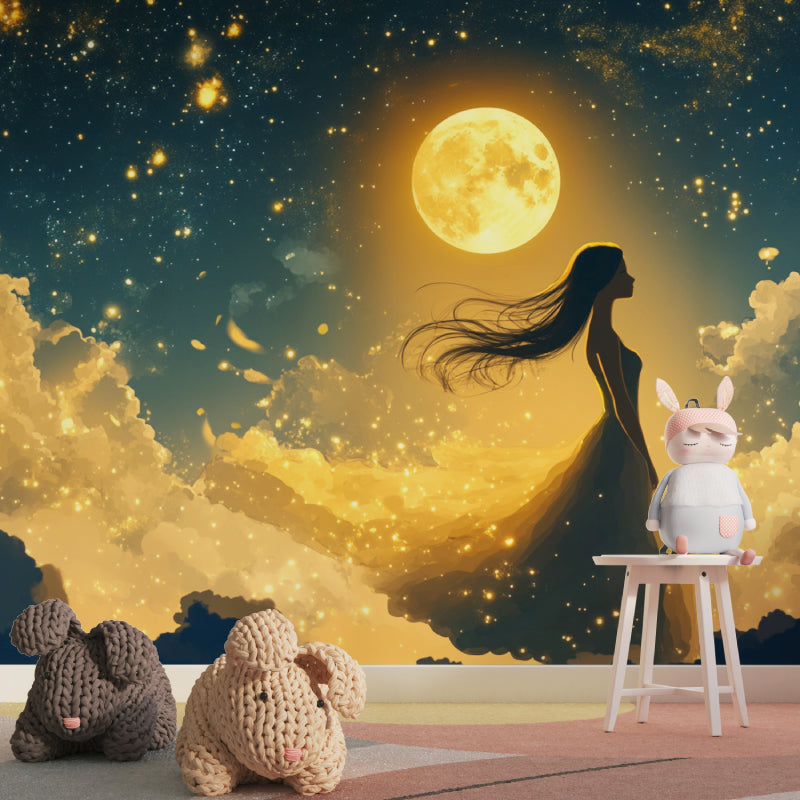 Magical princess wall mural creating dreamy atmosphere in girl's reading corner