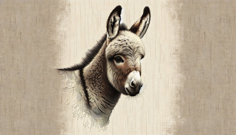 Donkey portrait wallpaper design file showing detailed fur texture and warm neutral tones