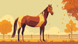 Modern geometric Horse Mural Wallpaper styled in a bright living room, showing warm autumn colors and angular design