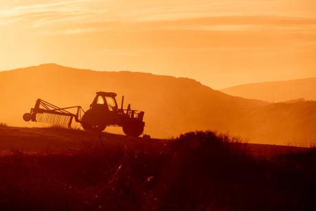 Tractor silhouette at sunset design file showing complete farm wall mural pattern