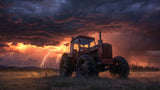 Farm tractor storm design file showing detailed sunset colors and lightning effects