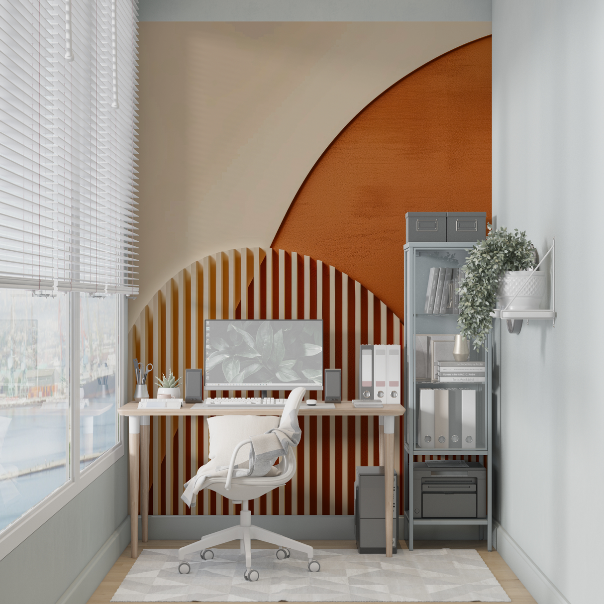 Geometric Mural Wallpaper | Modern Terracotta Arch Design