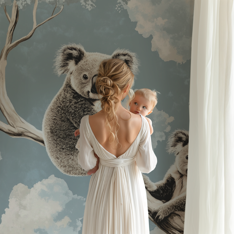 Koala Mural Wallpaper | Dreamy Sky and Tree Branch Design