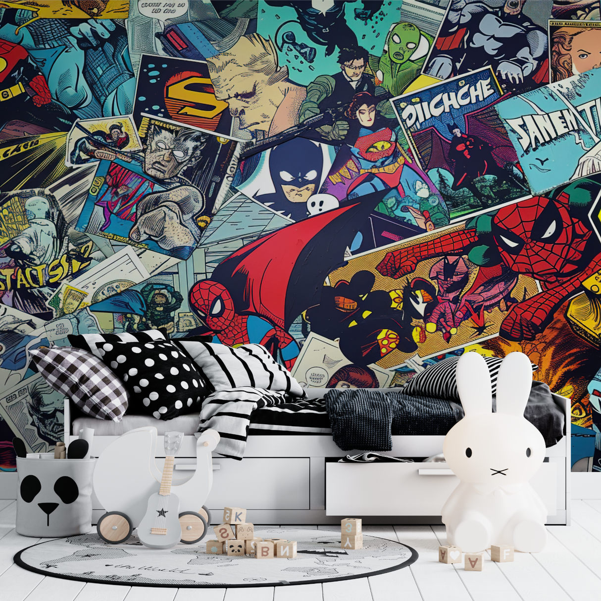 Comics Mural Wallpaper | Superhero Collage Design