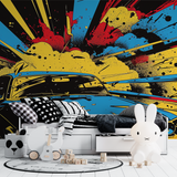 Street Art Mural Wallpaper | Dynamic Car Graffiti Explosion
