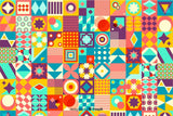 Geometric Mural Wallpaper | Colorful Retro Mosaic Pattern