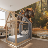 Dinosaur Mural Wallpaper | Fierce T-Rex in Wild Forest