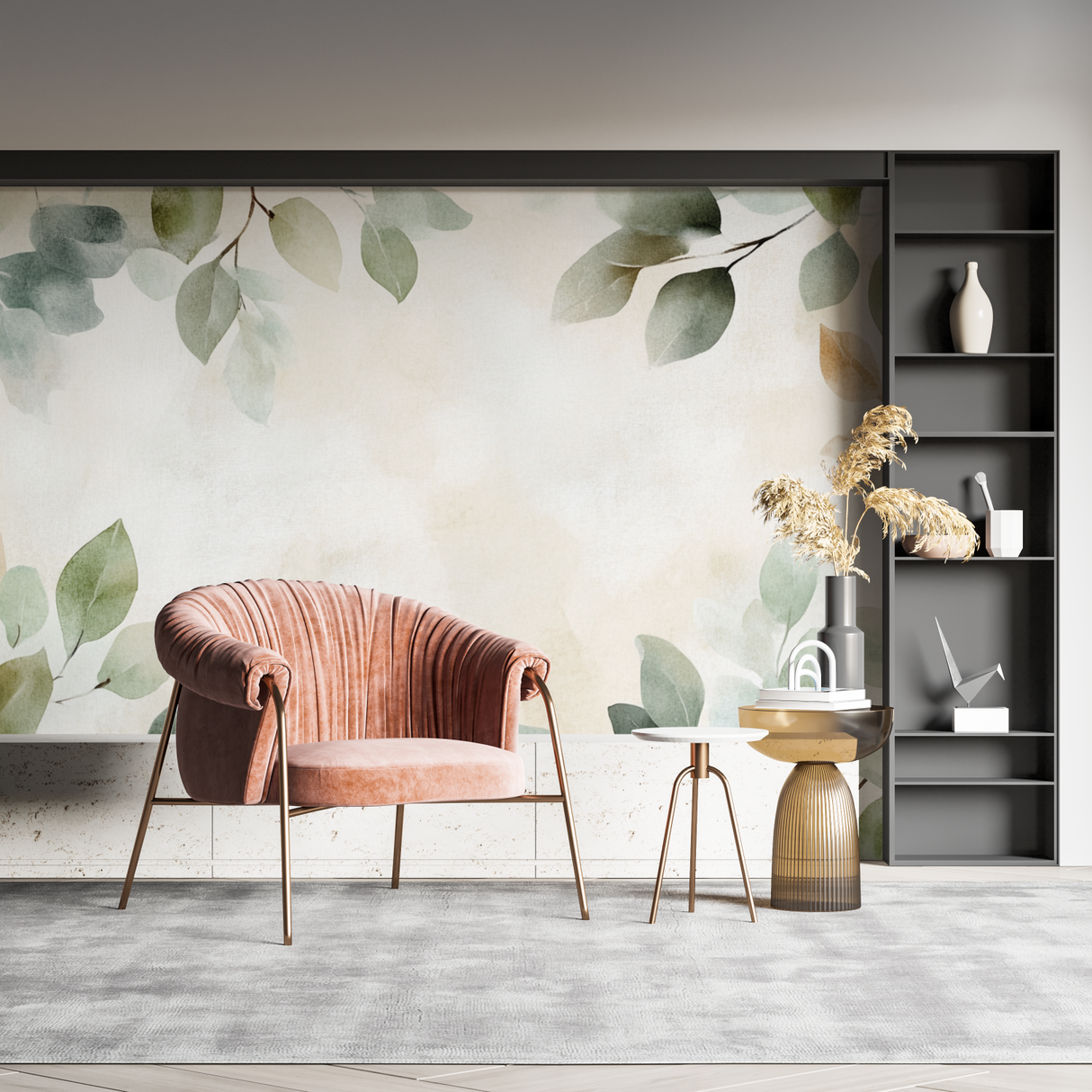 Botanical Mural Wallpaper | Watercolor Leaves and Branches