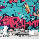 Street Art Mural Wallpaper | Urban Graffiti with Vintage Cars