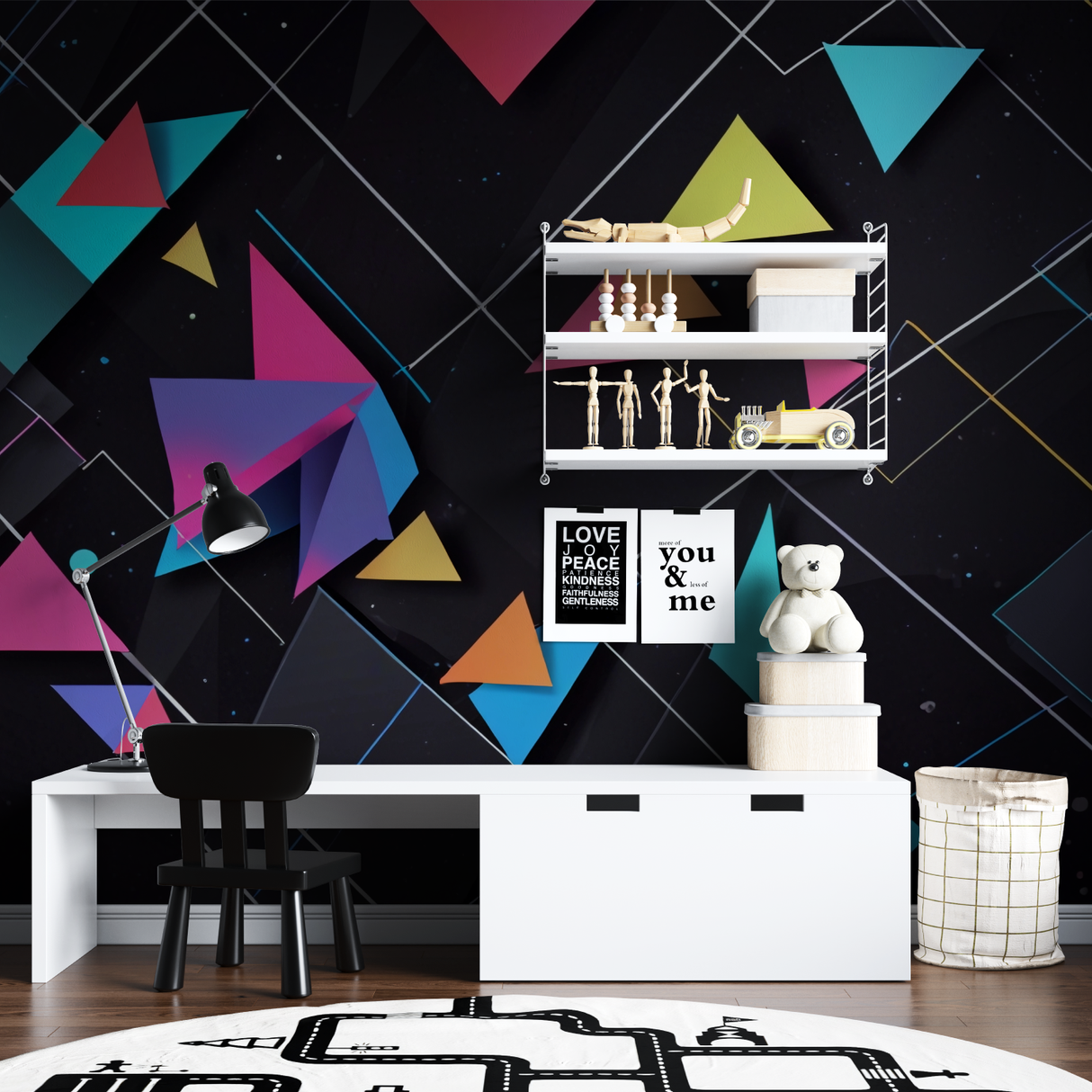 Geometric Mural Wallpaper | Modern 3D Triangle Design