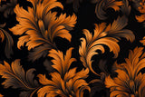 Art deco feather wallpaper design file showing intricate amber and black pattern