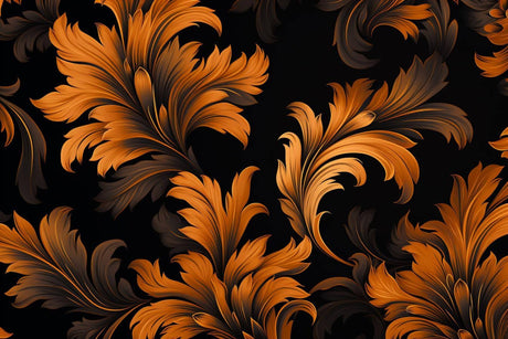 Art deco feather wallpaper design file showing intricate amber and black pattern