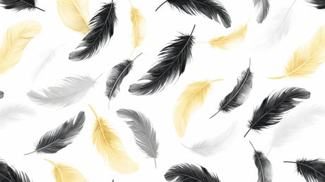 Feather wallpaper design file showing detailed black and gold plumes pattern