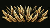 Luxury black and gold feather pattern design file showing intricate feather details and metallic finish
