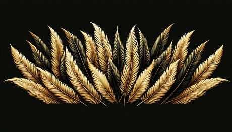 Luxury black and gold feather pattern design file showing intricate feather details and metallic finish