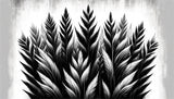 Black and white feather wallpaper design file showing detailed botanical pattern and texture