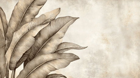 Beige feather wallpaper design file showing detailed botanical pattern and natural textures