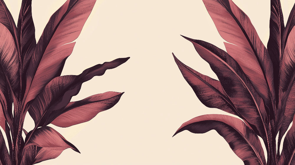 Burgundy feather wall mural design file showing detailed leaf pattern on beige background
