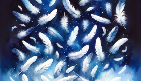 Celestial feather wallpaper design file showing detailed night sky pattern with drifting white plumes