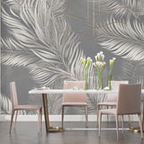 Palm feather mural wallpaper in modern hallway with natural lighting
