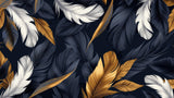 Navy and gold feather pattern design file showing intricate plume details and metallic accents
