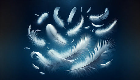 White feather wallpaper design file showing intricate details against deep blue background