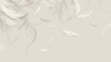 Feather Mural Wallpaper | Floating White Design on Beige