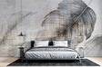 Grey Feather Wallpaper in modern living room creating serene atmosphere with natural light