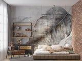 Feather Wallpaper in dining room with modern furniture setup