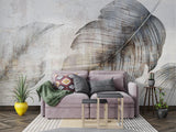 Large Scale Grey Feather Mural in hotel lobby entrance