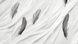 Black and white feather wallpaper design file showing detailed feather pattern on white background