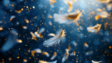 Blue and gold feather wallpaper design file showing detailed pattern and texture