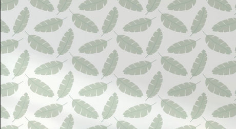 Feather wallpaper design file showing detailed sage green palm fronds on white background
