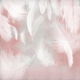 Soft feather wallpaper creating ambiance in a spa-like bathroom