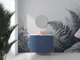 Grey Fern Wallpaper bringing natural elegance to a modern home office