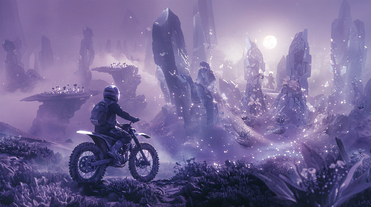 Sports Mural Wallpaper | Motocross Adventure in Purple Galaxy