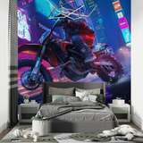 Cyberpunk Mural Wallpaper | Urban Motocross Night Scene