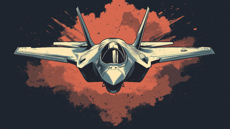 Fighter Jet Wallpaper design file showing detailed aviation artwork with terracotta sky background