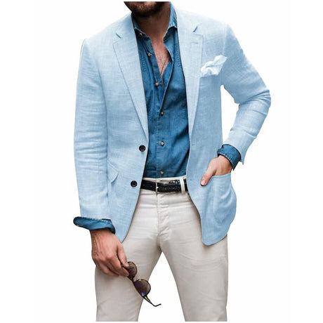 Linen Summer Blazer  Classic Ivory Two-Button Design - Product detail 12