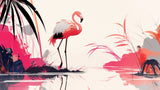 Pink Flamingo Wallpaper design file showing detailed watercolor artwork and botanical elements