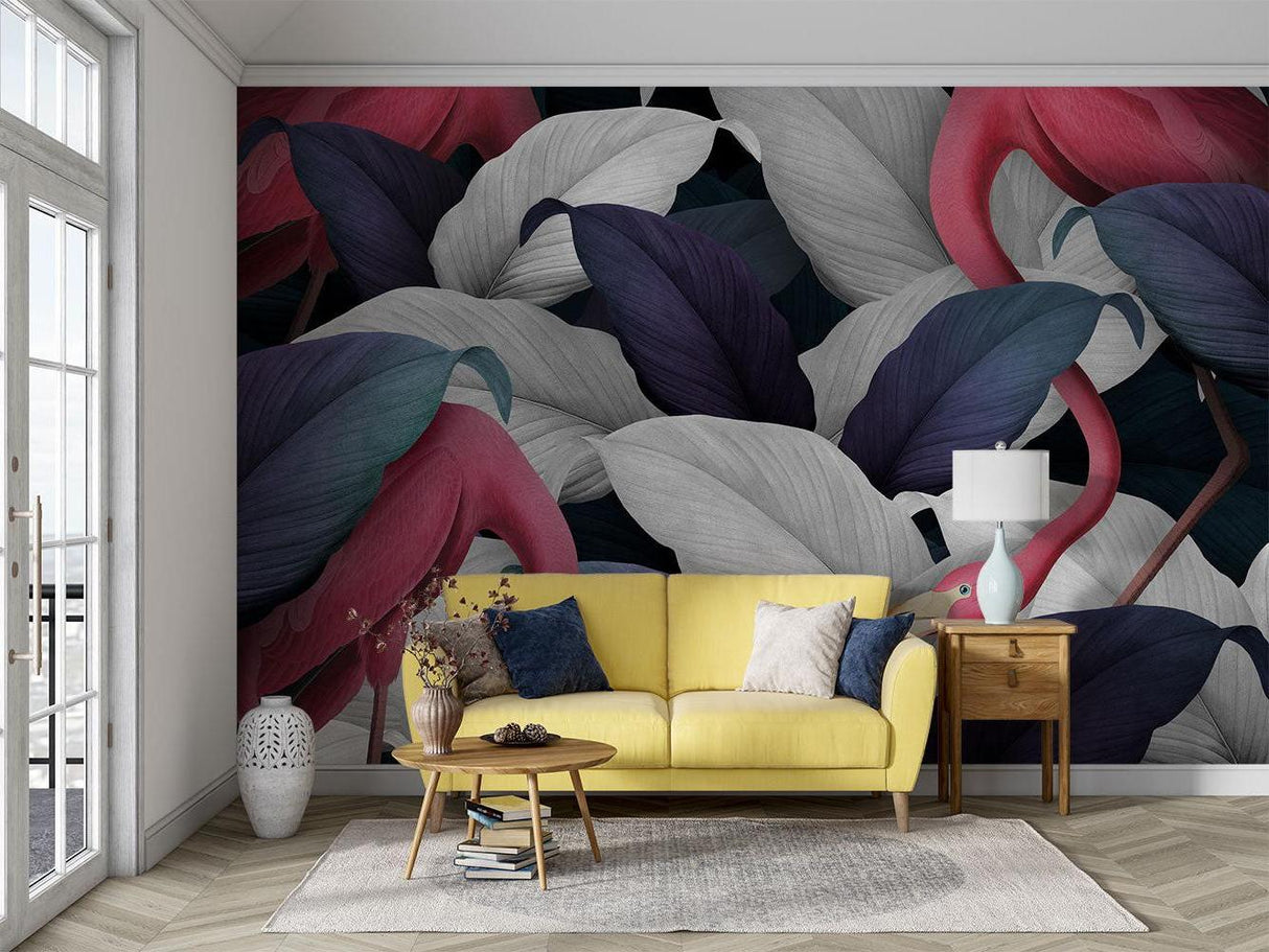 Modern Tropical Wallpaper in hallway with minimalist decor