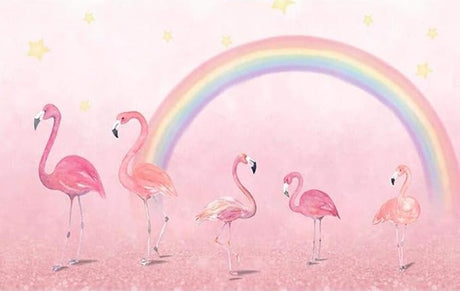 Flamingo and Rainbow Wallpaper design file showing intricate pattern details and star elements