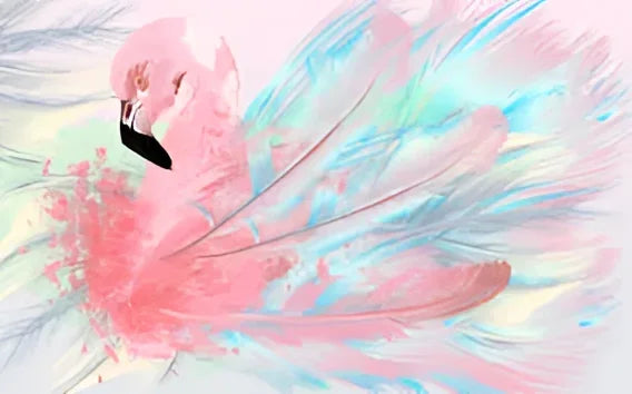 Flamingo Watercolor design file showing intricate feather details and pastel color blend