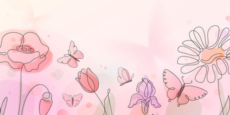 Pink butterfly and floral line art wallpaper design file showing intricate pattern details