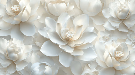 White lotus flower wallpaper design file showing intricate 3D petal details