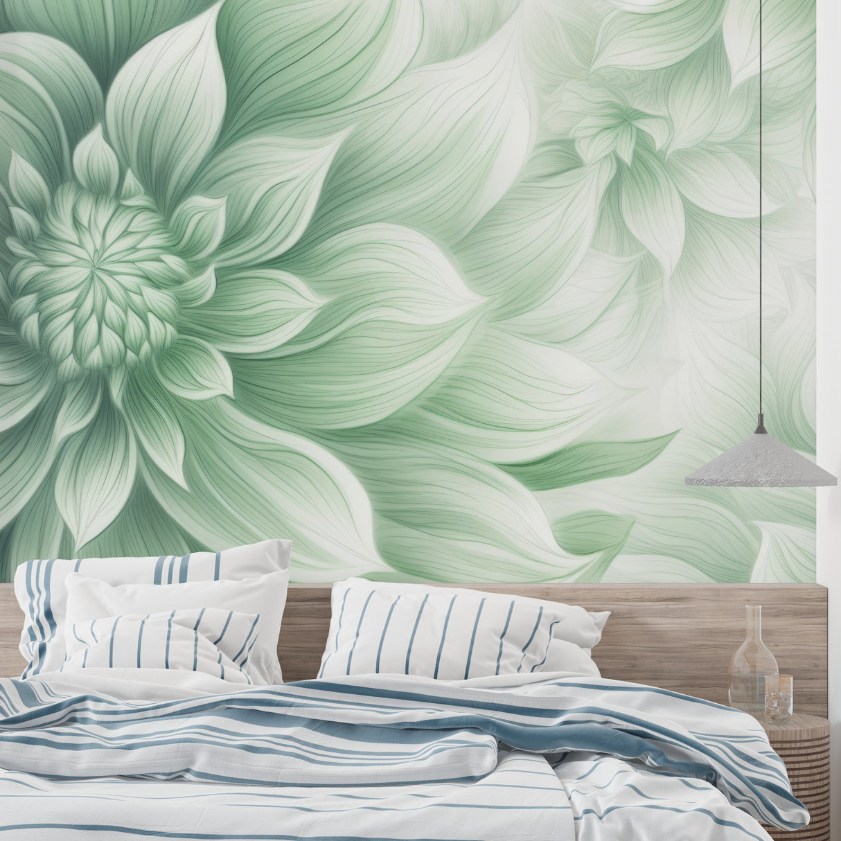 Botanical wallpaper bringing nature vibes to contemporary home office