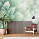 Abstract green leaf pattern enhancing dining room wall design